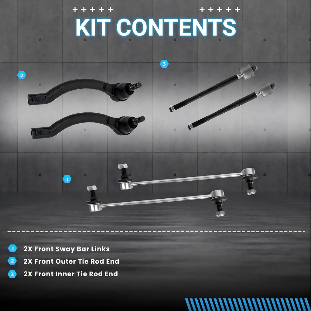 Front End Suspension Kit Compatible with 2016-2023 Nissan Maxima, 2015-2018 Nissan Altima Tie Rods Inner and Outer Complete Kit, Tie Rod and Sway Bar
