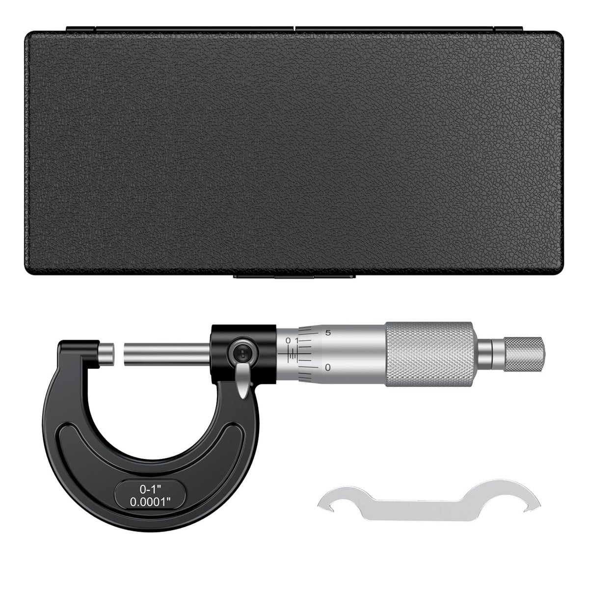 HDLNKAK Outside Micrometer 0-1"/0.0001", with Zero Wrench and Case (Black)