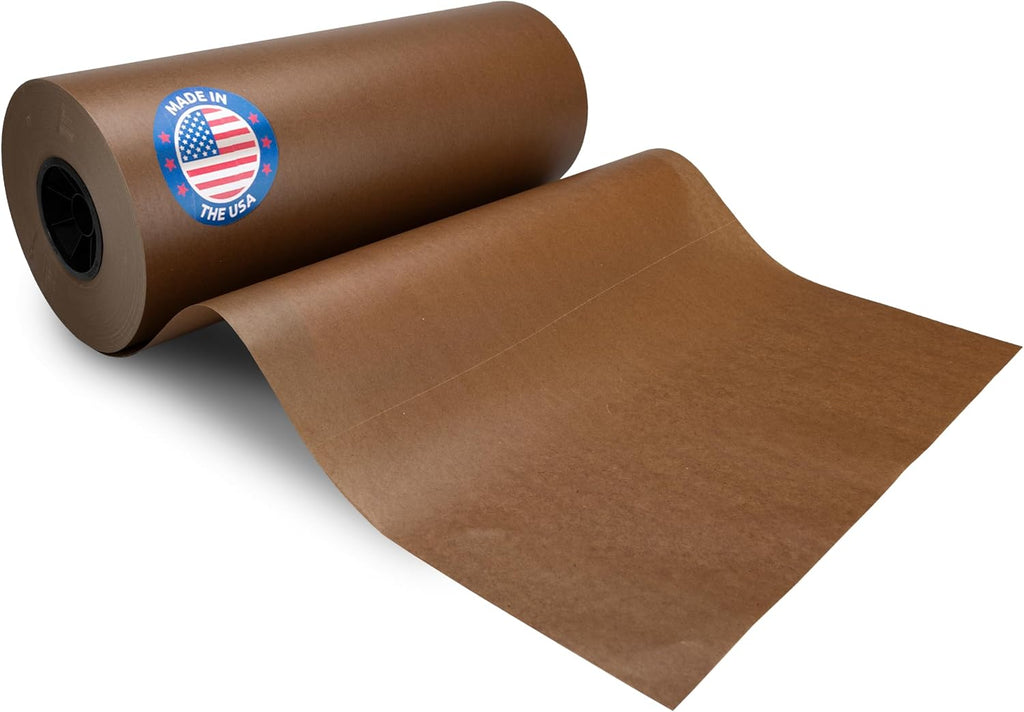 18" x 900' Brown Wet Wax Paper Roll - USA-Made