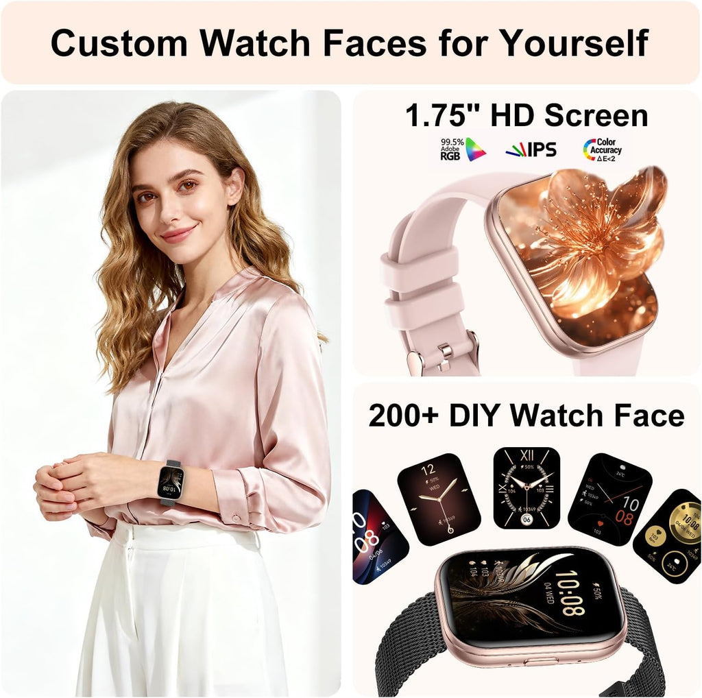 Smart Watches for Women Men, 1.75" HD Screen Smartwatch Answer/Make Call for Android iOS, Fitness Activity Tracker