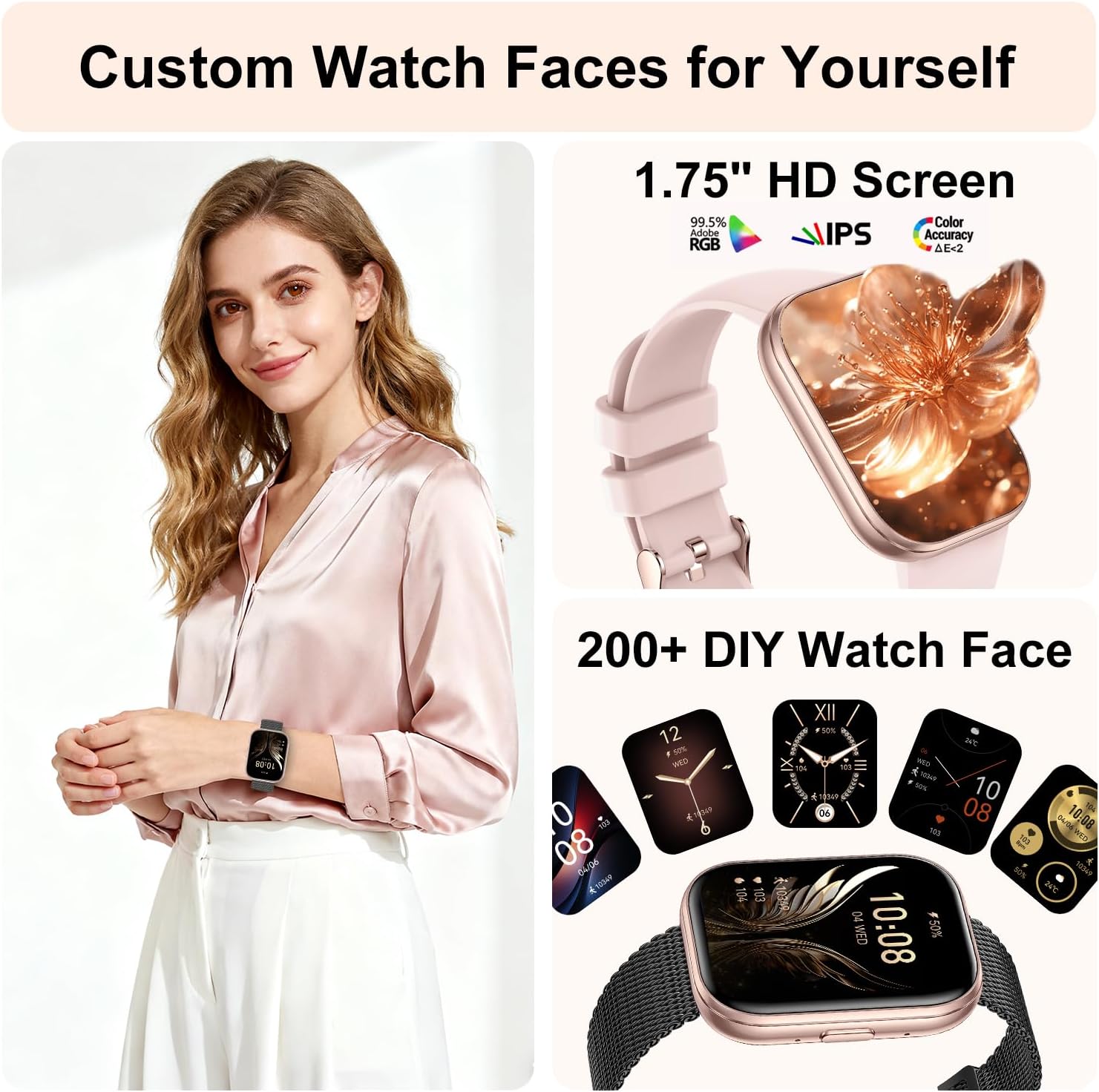 Smart Watches for Women Men, 1.75" HD Screen Smartwatch Answer/Make Call for Android iOS, Fitness Activity Tracker