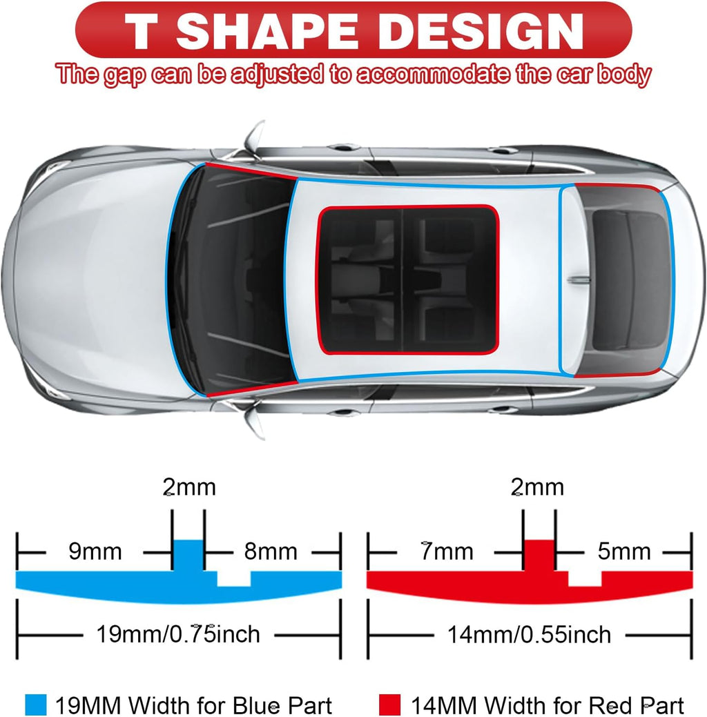 DGSL T-Shape Windshield Weather Stripping, 14mm x 26.2 FT Rubber Seal