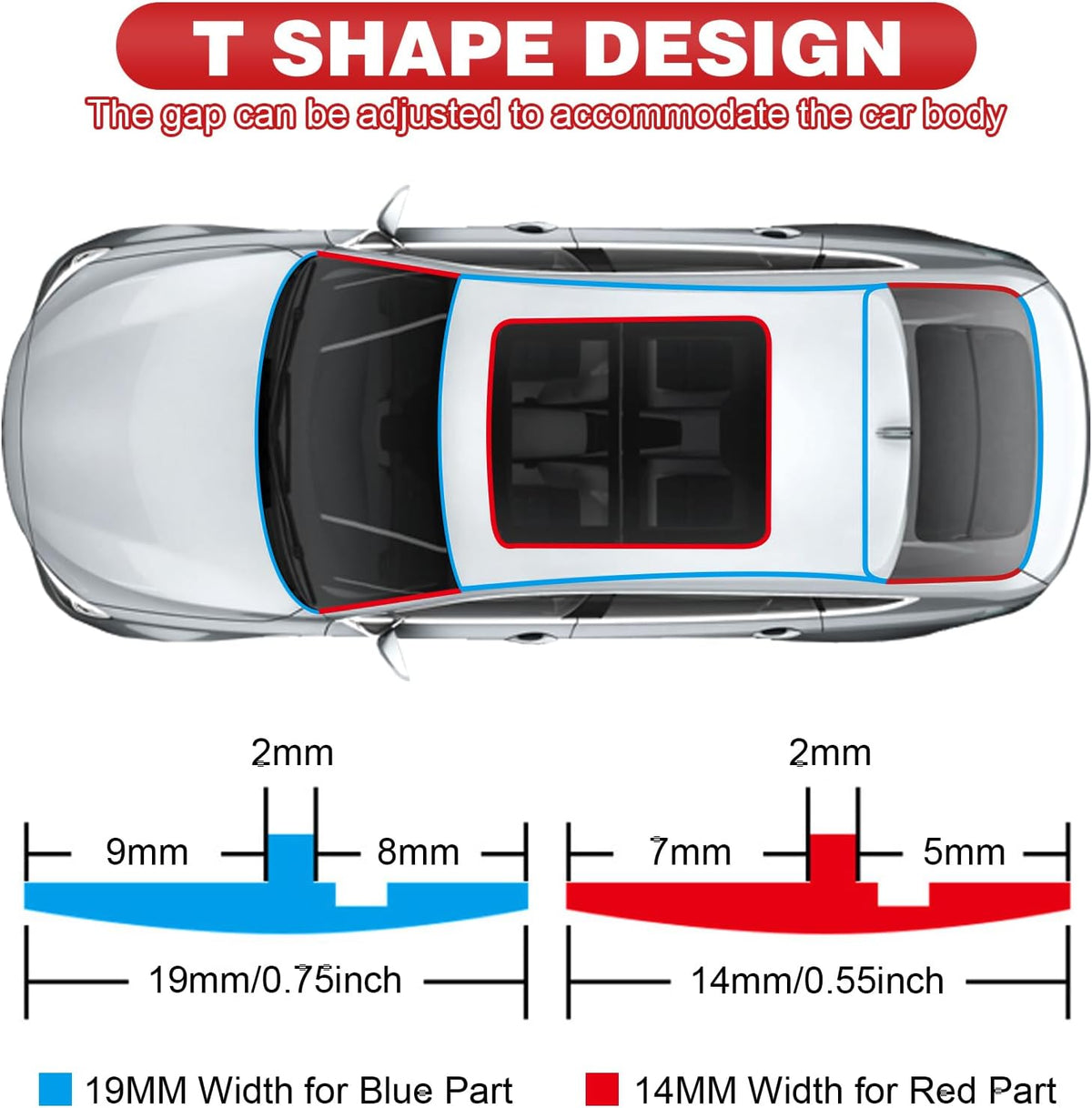 DGSL T-Shape Windshield Weather Stripping, 14mm x 26.2 FT Rubber Seal