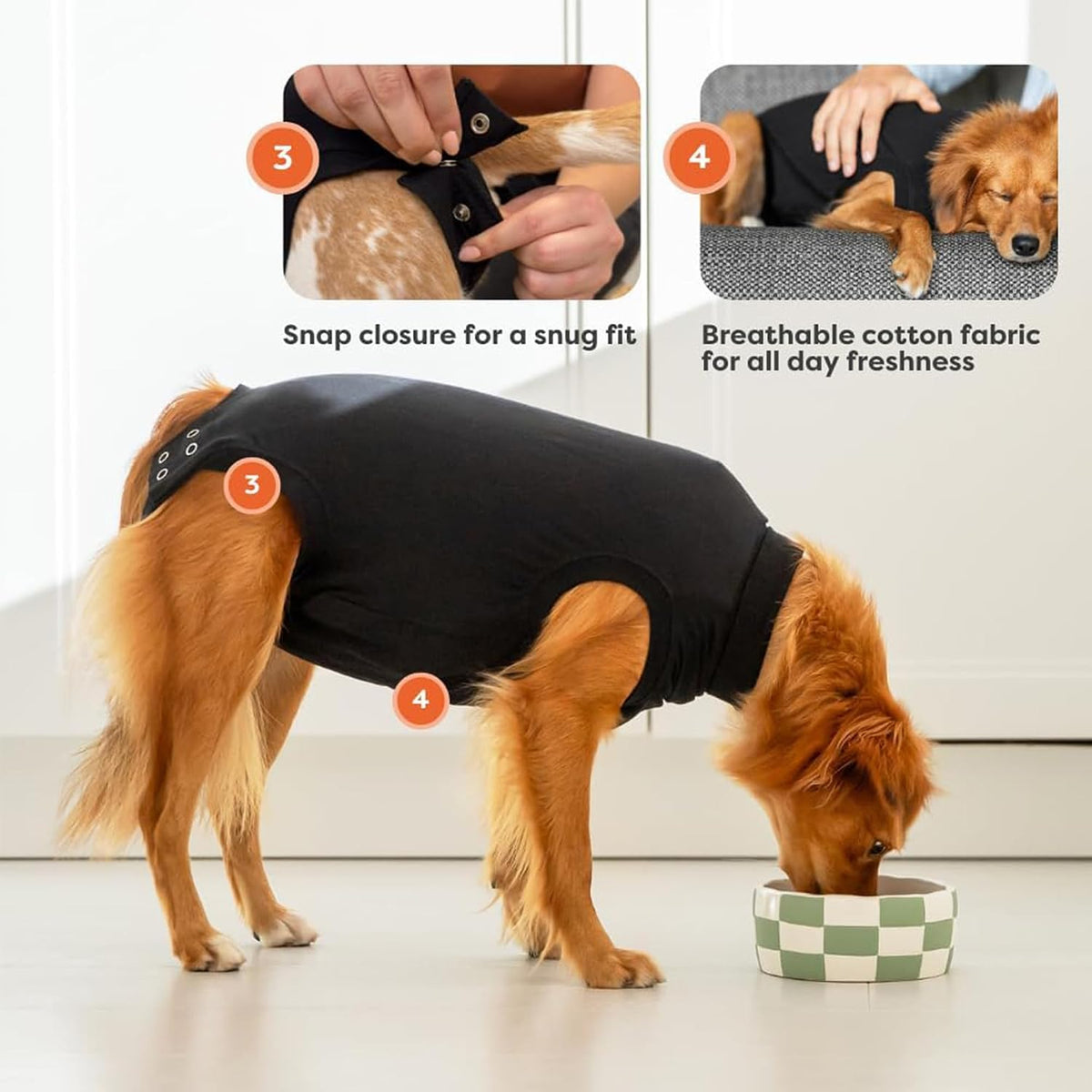 Recovery Suit for Dogs - Dog Surgery Recovery Suit with Clip-Up System - Breathable Fabric for Spay, Neuter, Skin