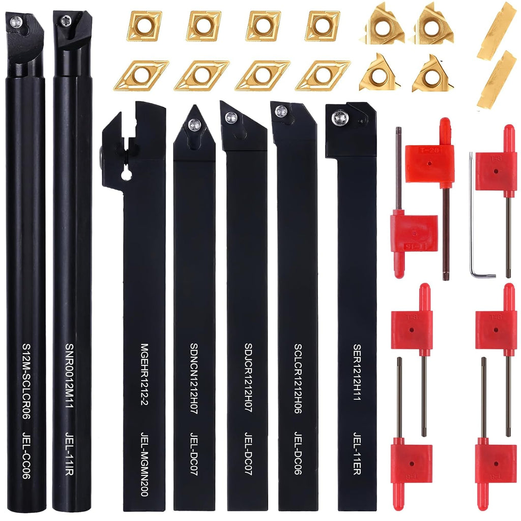 1/2" 12mm Indexable Lathe Turning Tool 21Pcs Kit for Turning