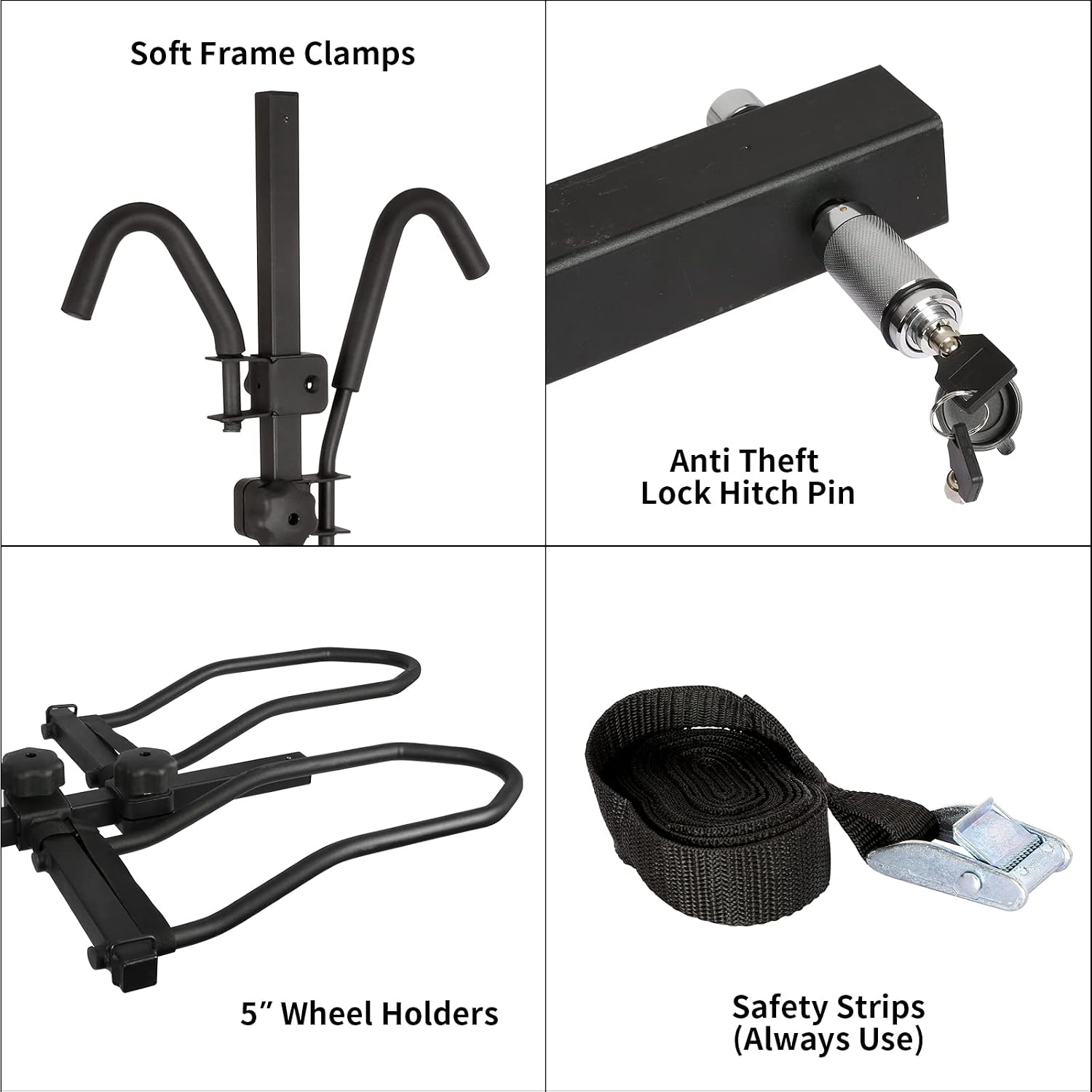 Hitch Bike Rack, Wobble Free Smart Tilting Folding Bicycle Car Racks for Standard, Fat Tire and Electric Bike, 2-Bike