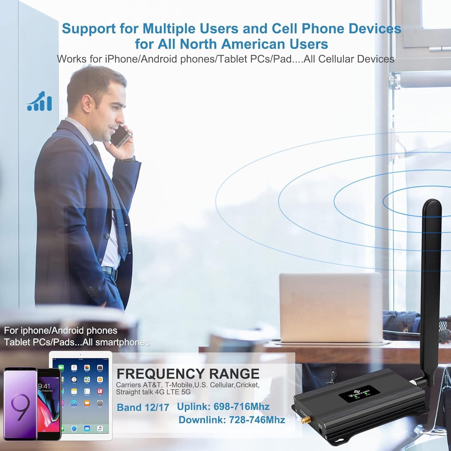 AT&T Cell Phone Signal Booster for 5G 4G LTE Band 12/17 | Up to 4000 Sq Ft Coverage for Home & Office | FCC Approved