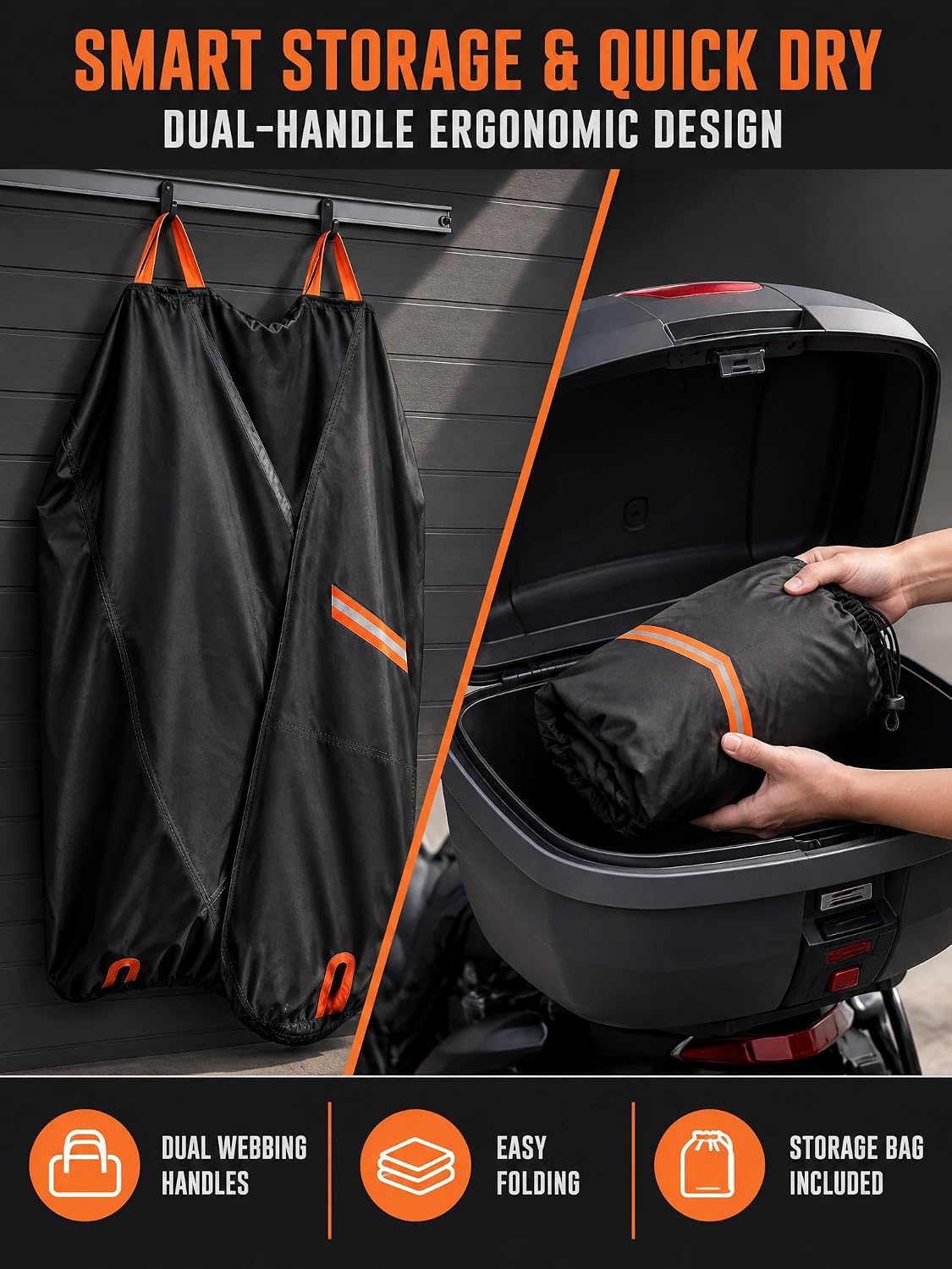 Heavy Duty Motorcycle Cover Waterproof,420DHigh Density Oxford,Nano Coating