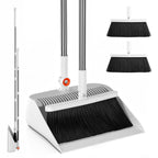 Broom with Dustpan Combo Set, 53" Long Handle, Includes 2 Broom Heads