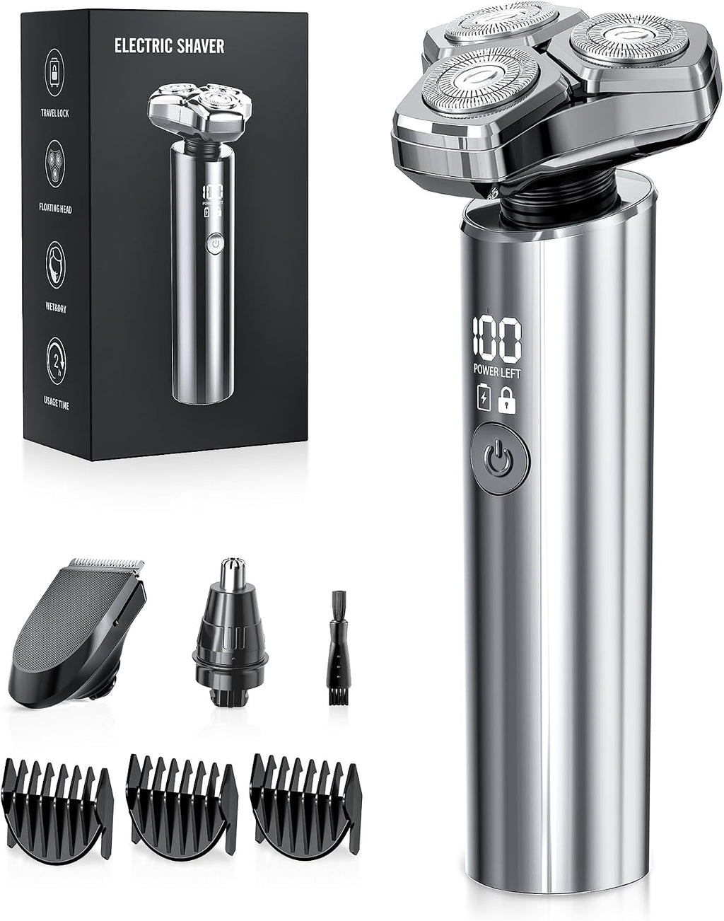 Electric Razor for Men，10,000RPM High-Speed Motor, IPX8 Waterproof, 𝐔𝐩𝐠𝐫𝐚𝐝𝐞𝐝 𝐂𝐮𝐫𝐯𝐞𝐝 𝐑𝐚𝐳𝐨𝐫 𝐅𝐨𝐢𝐥,Quick Charge & Travel
