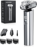 Electric Razor for Men，10,000RPM High-Speed Motor, IPX8 Waterproof, 𝐔𝐩𝐠𝐫𝐚𝐝𝐞𝐝 𝐂𝐮𝐫𝐯𝐞𝐝 𝐑𝐚𝐳𝐨𝐫 𝐅𝐨𝐢𝐥,Quick Charge & Travel