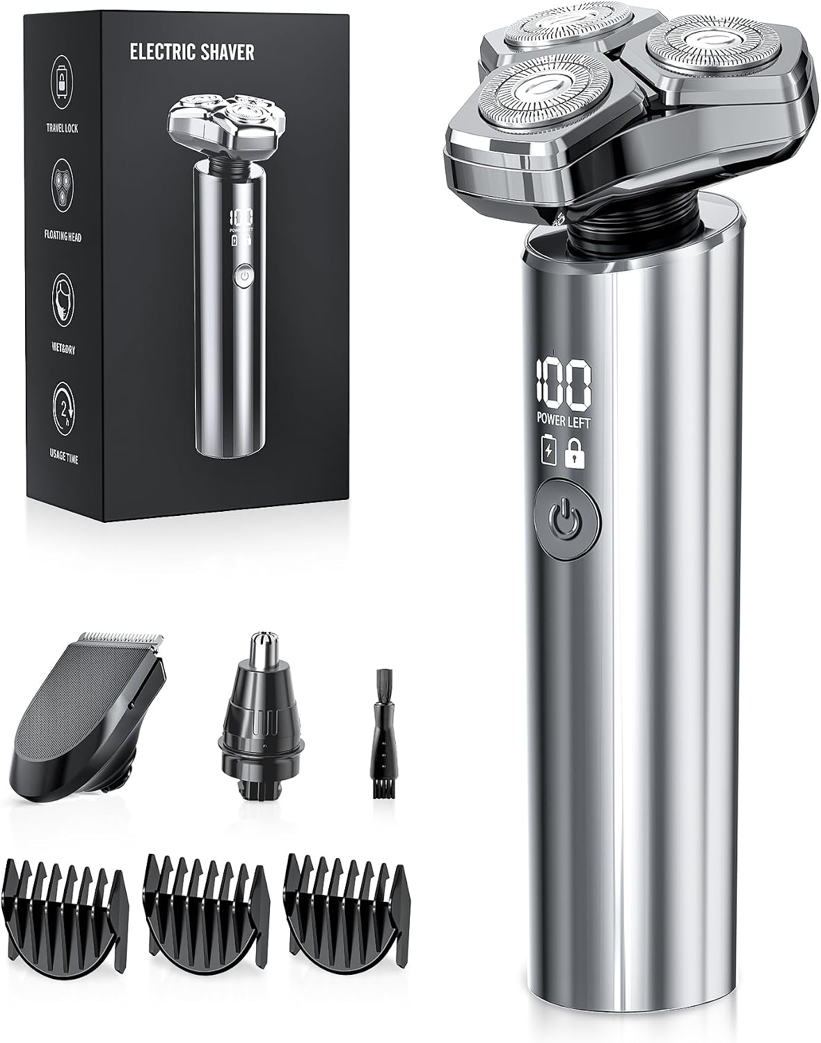 Electric Razor for Men，10,000RPM High-Speed Motor, IPX8 Waterproof, 𝐔𝐩𝐠𝐫𝐚𝐝𝐞𝐝 𝐂𝐮𝐫𝐯𝐞𝐝 𝐑𝐚𝐳𝐨𝐫 𝐅𝐨𝐢𝐥,Quick Charge & Travel