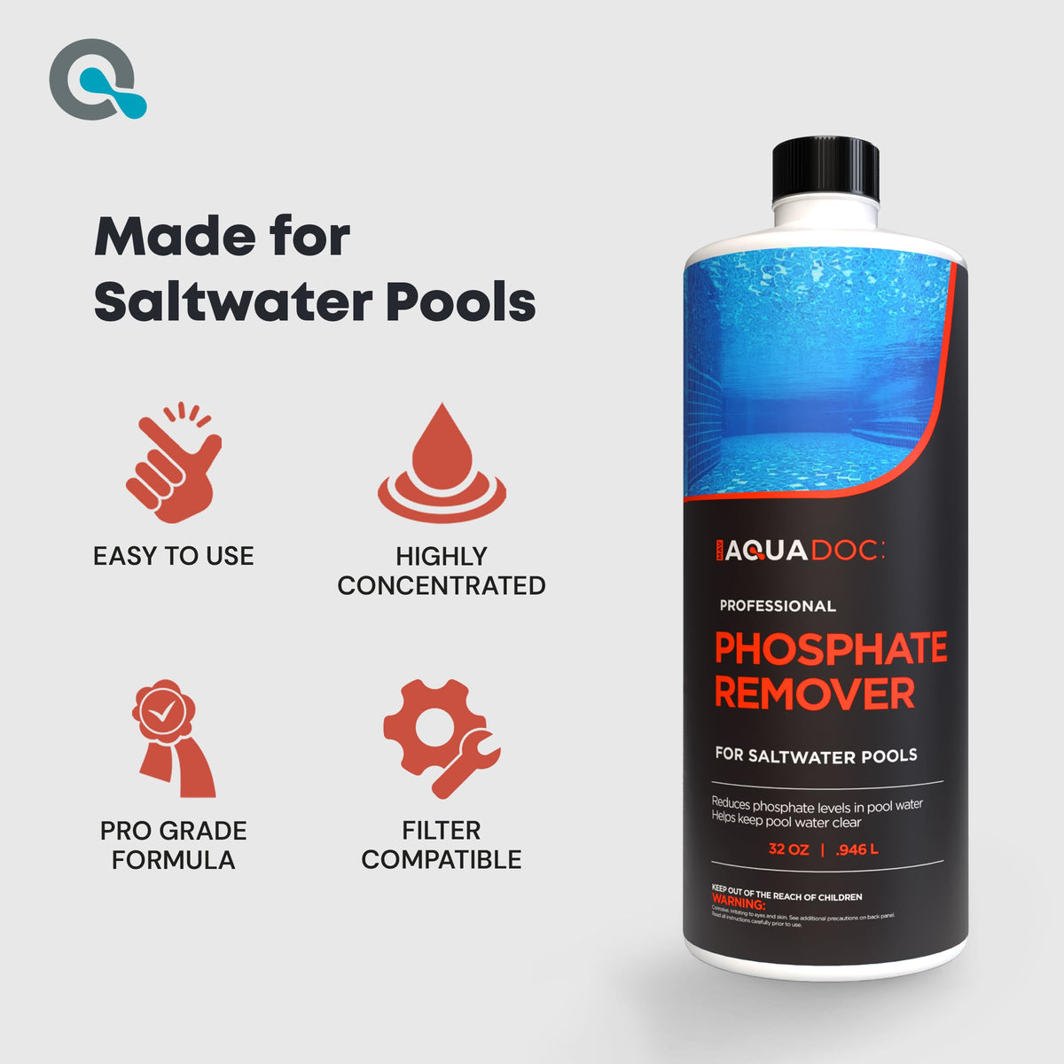 AquaDoc Saltwater Pool Phosphate Remover - Concentrated - 32 oz