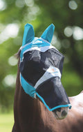 Fine Mesh Fly Mask with Ears & Nose — UV Protection Teal/Pony/Single