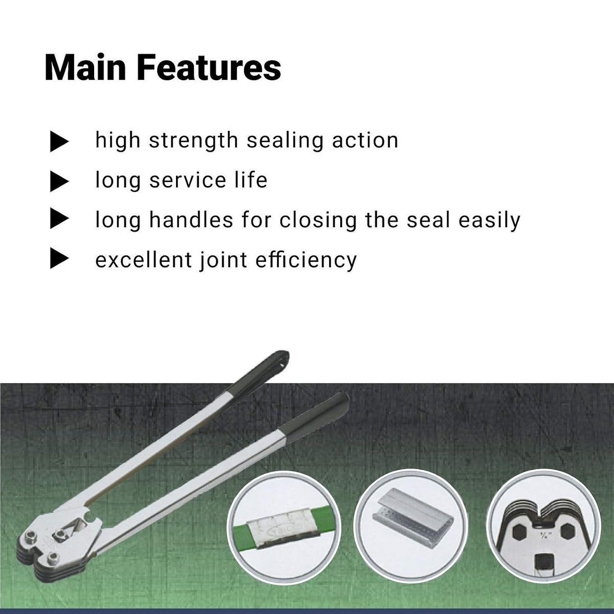 C 5005 Teknika C-5005 Sealer for 5/8" Polyester (PET) Strapping, Long Handles