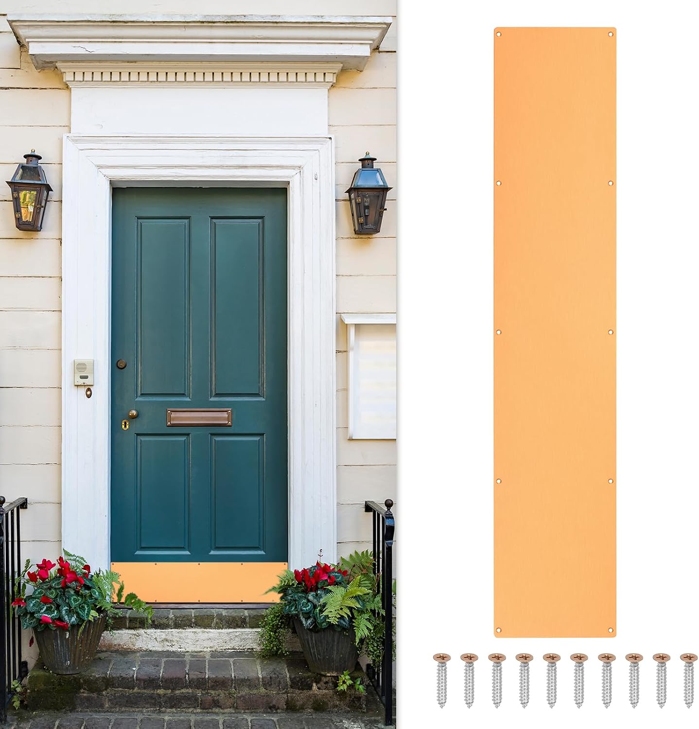 Door Kick Plate,6 x 30 Inch Kick Plate Door Plate,Copper Gold-1 Pack | Anodized Aluminum Kick Plate Door Plate, 1.5mm