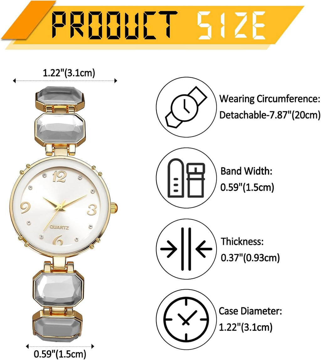 Women's Luxury Bangle Watches: Fashion Imitation Crystal Decoration Round Dial Analog Quartz Wrist Watch for Women