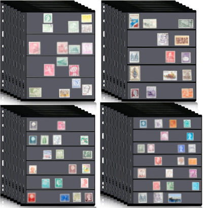 30 Pieces stamp collecting supplies stamp collector pages Album sheets with Standard 9 Hole Binder Sleeves(4/5/6/7 Rows)