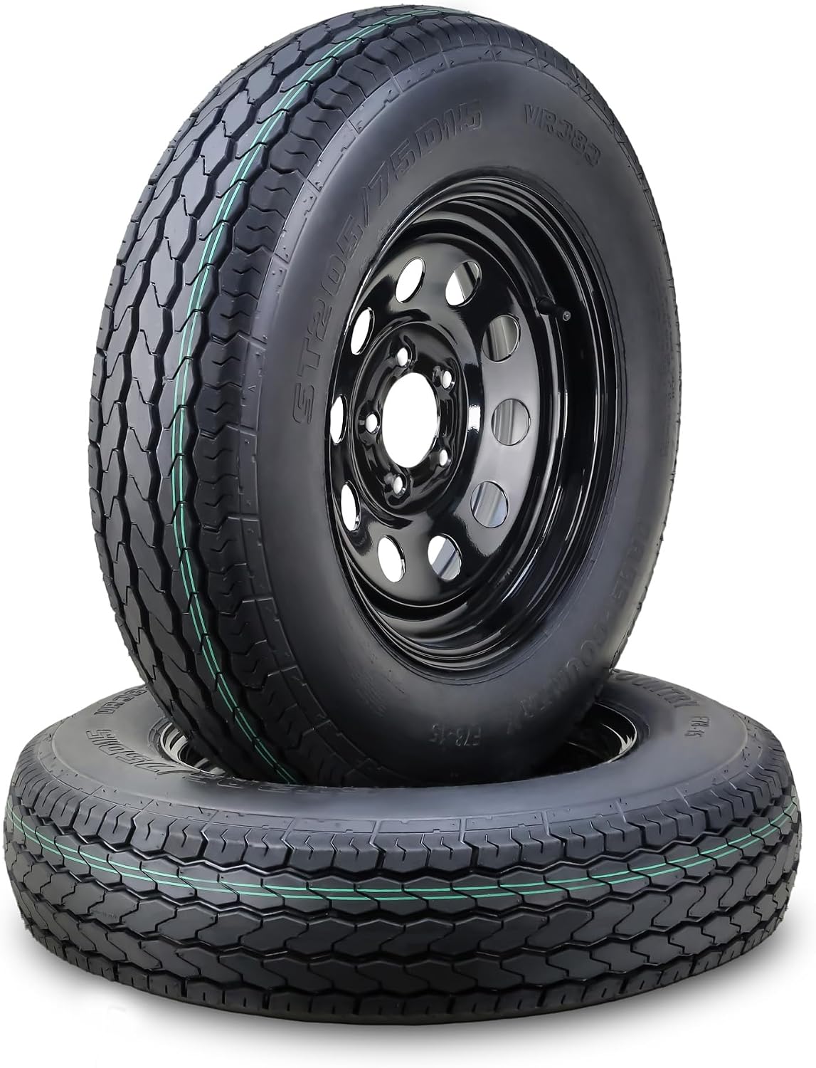 Trailer Tire Wheel ST205/75D15 6PR 101L 5X5 Black Mod Rim Pk2