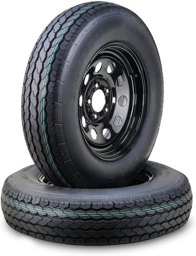 Trailer Tire Wheel ST205/75D15 6PR 101L 5X5 Black Mod Rim Pk2