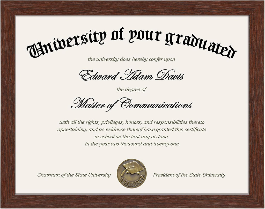 Certificate Frame, 8.5 by 11 Diploma Frames, 1 Pack, Mahogany | Clear Plexiglass, 8.5x11 Document Degree Frames for
