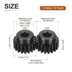 DTGN Spur Gear 1.5Mod 19 Teeth 12mm Thickness 8mm Bore 2Pcs