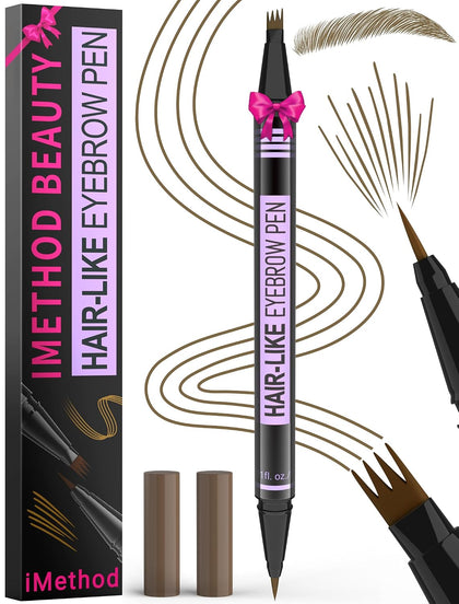 Eyebrow Pen - Eyebrow Pencil Magic 2-in-1 Eye Brow Pencils for Women with 4-Fork-Tip and Precise Brush-Tip Create