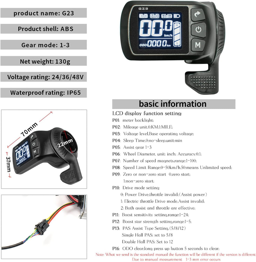 24V 36V 48V Ebike Controller Kit 500W Brushless Controller and LCD Display | 25A Brushless Motor Controller for