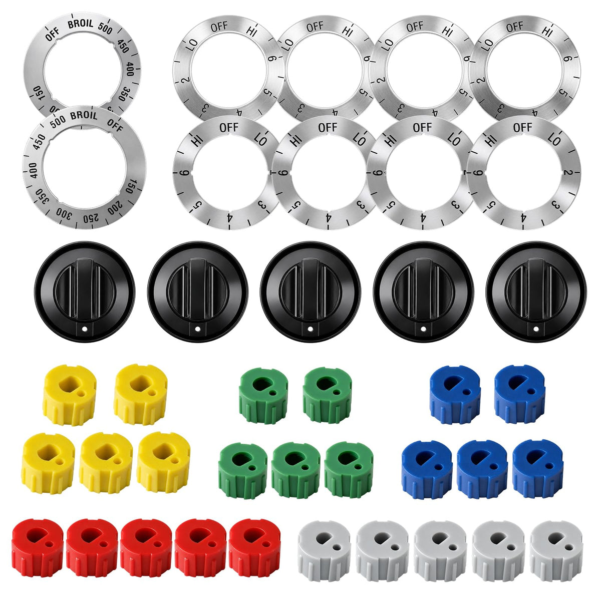 RK103 Range Knob Kit, 5 ABS Stove Knobs for Whirlpool, KN002 TJKN002