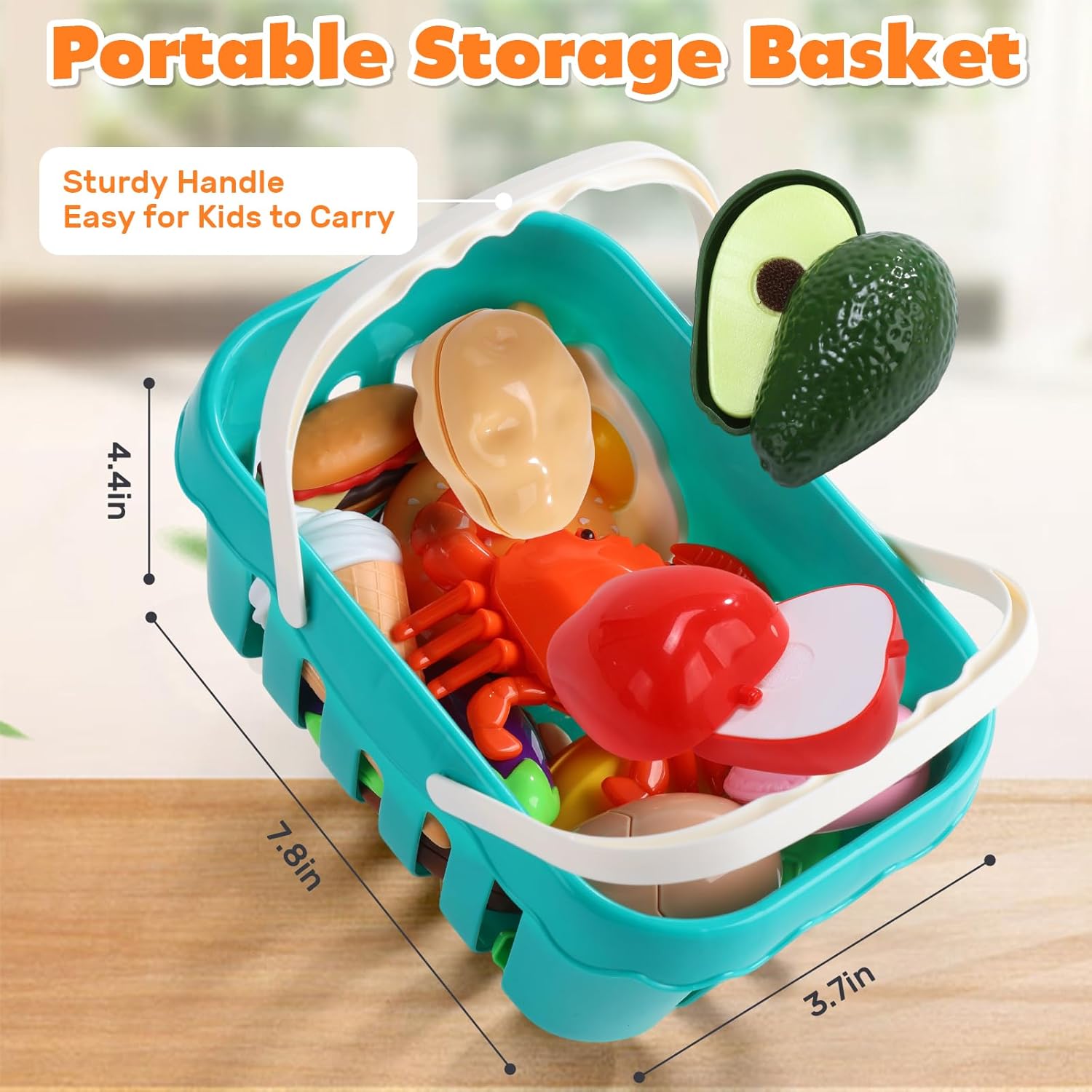 74-Pcs Kids Kitchen Toy Accessories with Basket, Pretend Play Cooking Set with Toy Pots and Pans, Utensils, Cookware