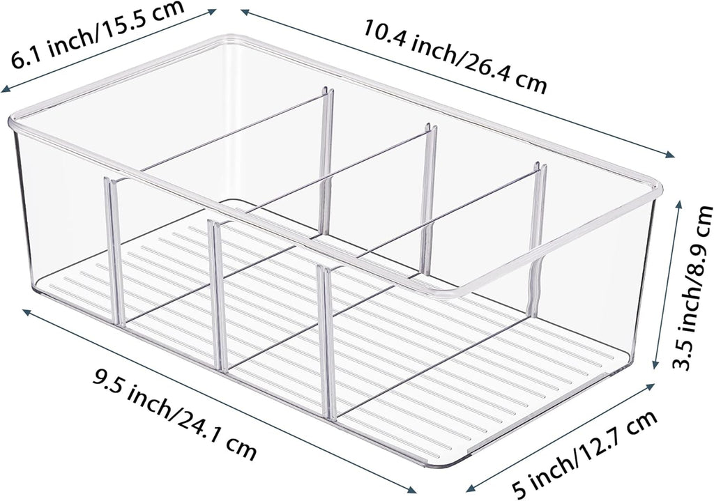 8 Pack Food Storage Organizer Bins, Clear Plastic Bins for Pantry, Kitchen, Fridge, Cabinet Organization and Storage