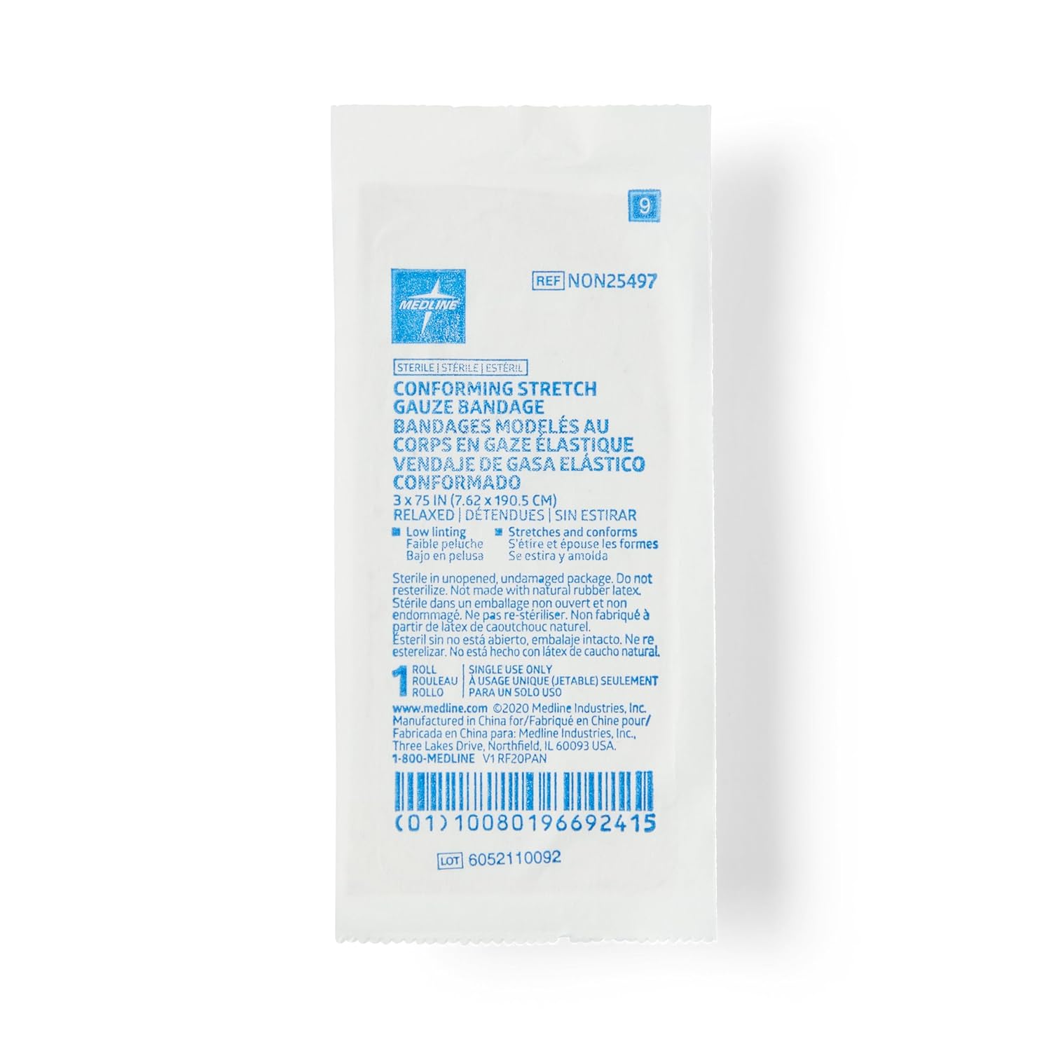 Sterile Conforming Gauze Bandages, 3" x 75", Ideal for Wound Care, Pack of 96
