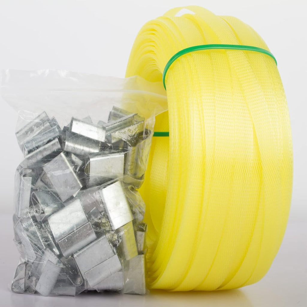 Poly Strap, Polypropylene Strapping, 320' Length, 100 pcs Clips