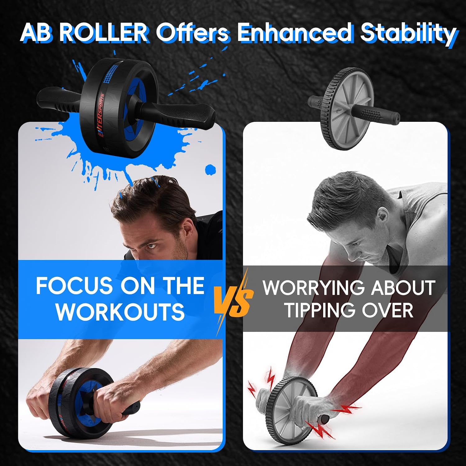 Ab Roller Wheel for Abs Workout - Abdominal Exercise Equipment with 2 Knee Pads for Home Gym, Core Strength Training
