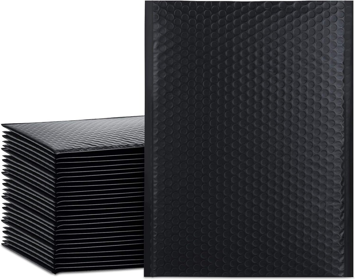 Bubble Mailers 10.5x16" Black 25 Pack Usable Size 10.5x15" Padded #5