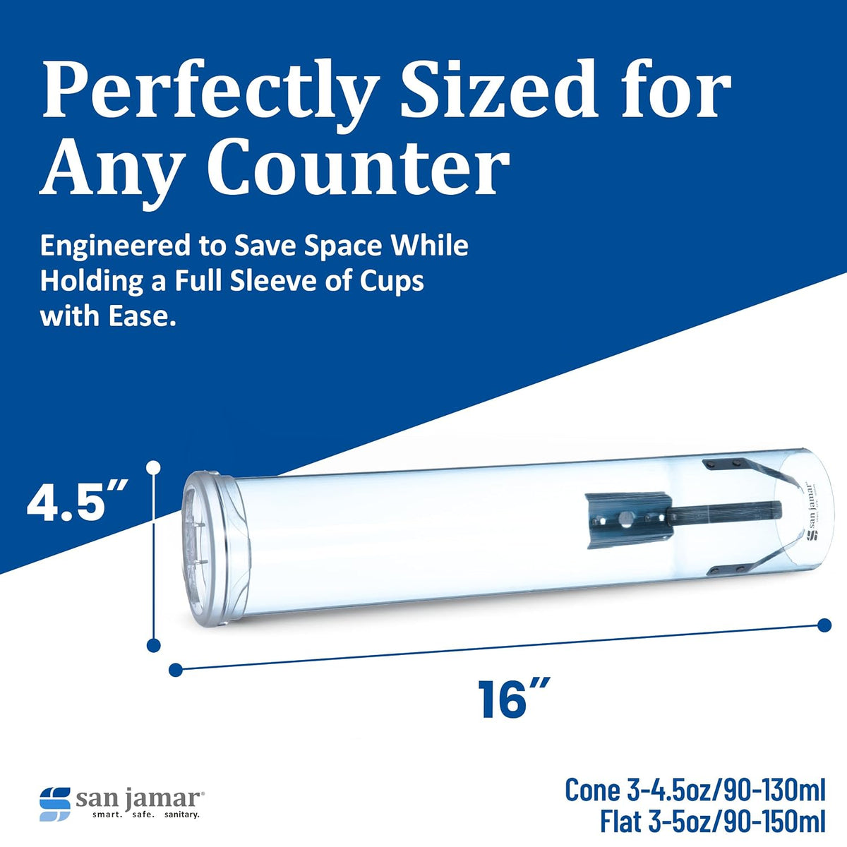 Small Pull-Type Wall-Mount Cup Dispenser, 3-5 oz, Blue