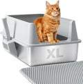 Stainless Steel Litter Box, Large Metal Litter Box with Lid, XL Steel Litter Boxes for Adult/Big Cat, Anti-Urine