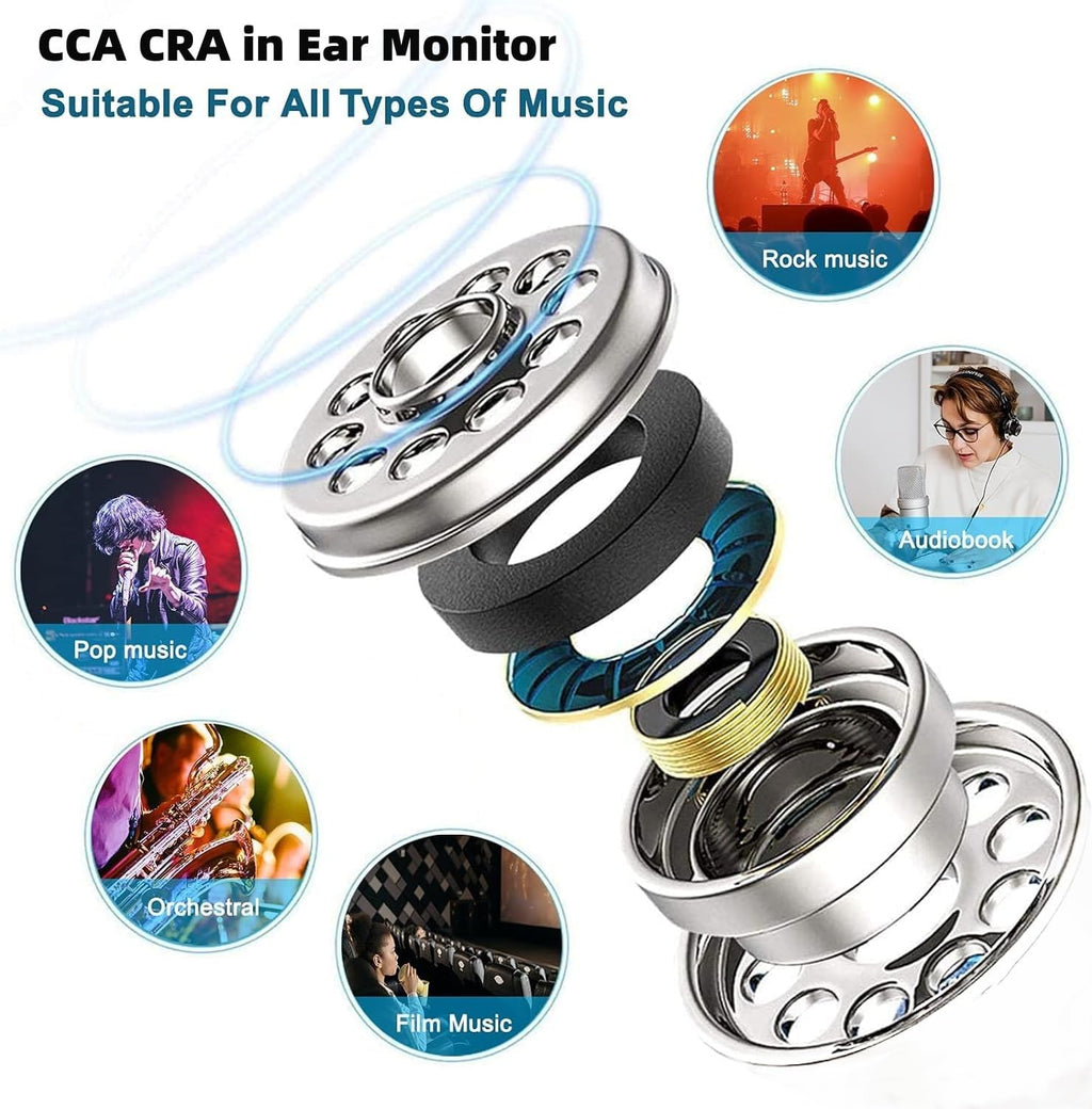 CCA CRA in Ear Monitor Headphones, Ultra-Thin Diaphragm Dynamic Driver Super Bass Clear Sound Gaming Earbuds Wired