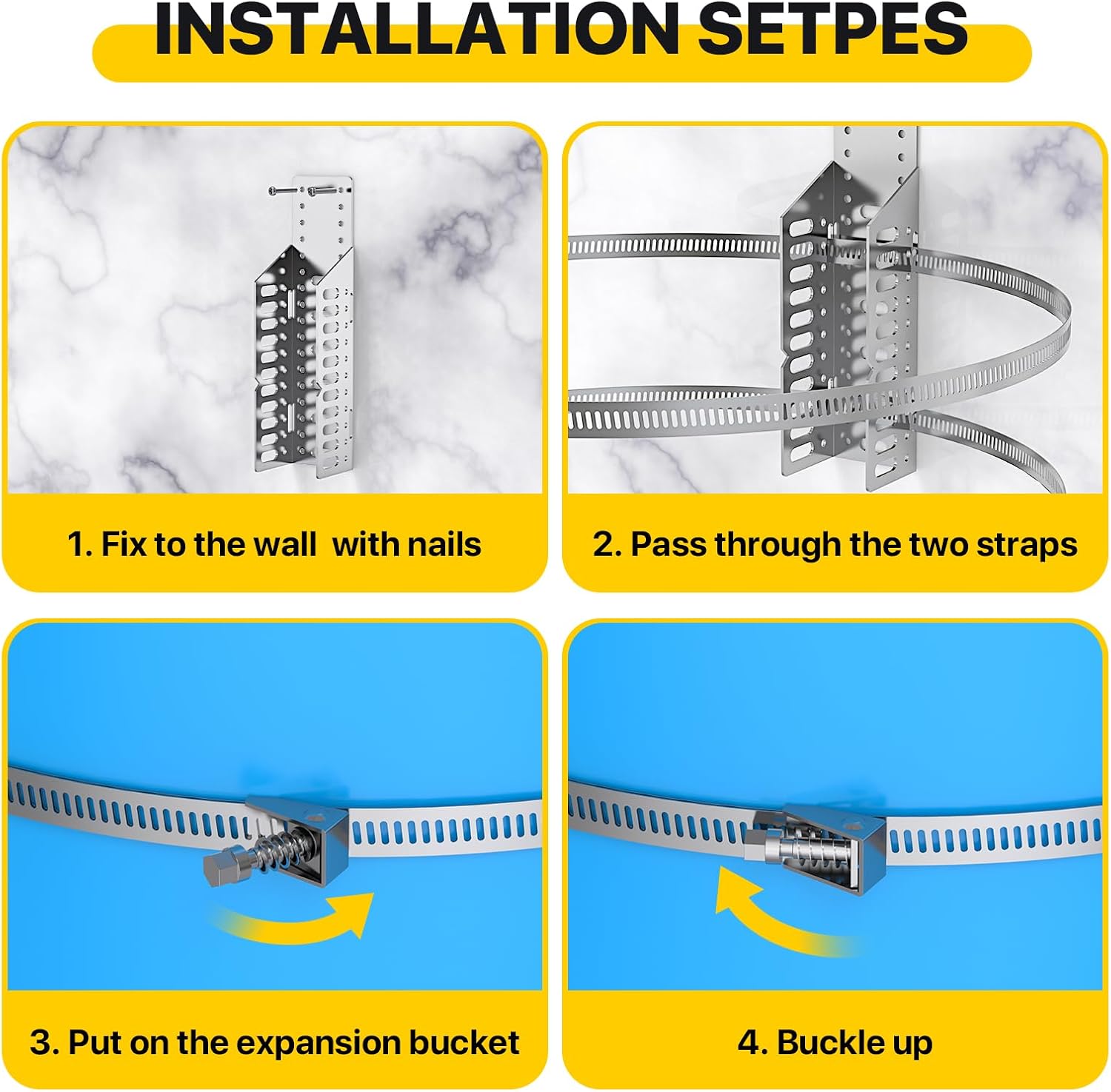 Expansion Tank Mounting Bracket for Hot Water Heater-1 Set | Thermal Expansion Tank Holder with 2 Earthquake