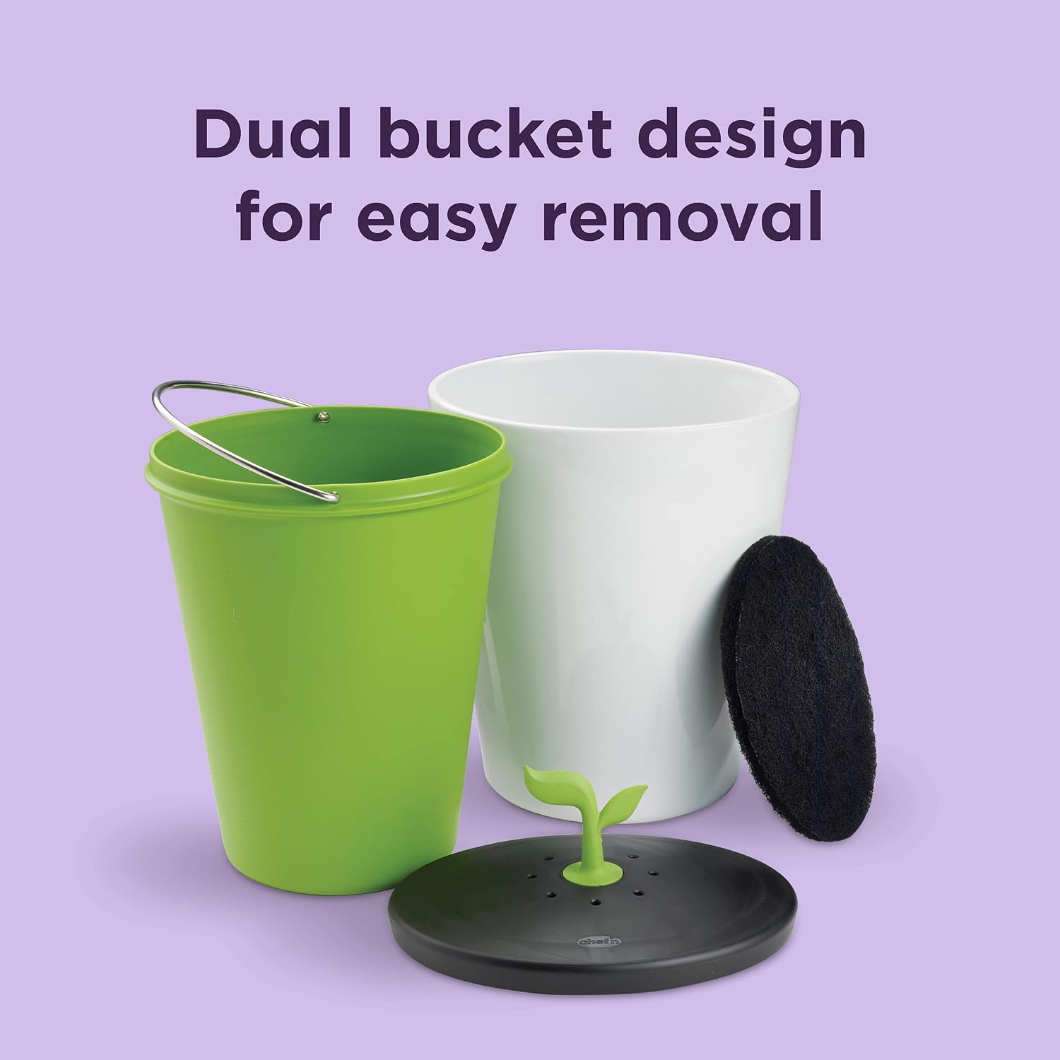 401-420-120 EcoCrock Counter Compost Bin Black and White 3.3 liter 1