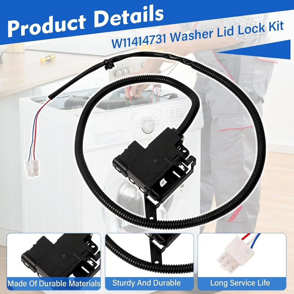 Washer Lid Lock Switch Replacement for Whirlpool WTW5010LWO, WTW5010LW1, WTW5015LWO, WTW5015LW1