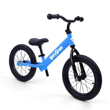 14 Inch Balance Bike for Kids 3-5, Air Rubber Tires, Blue
