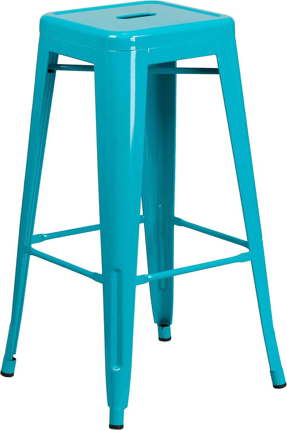 30 in Indoor/Outdoor Backless Barstool, Blue, 4-Pack