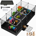 20 Panels Guinea Pig Cages with Waterproof Liner, 48" x 24" x 16" Enclosed Rabbit Cage, Expandable Small Animal Plaype