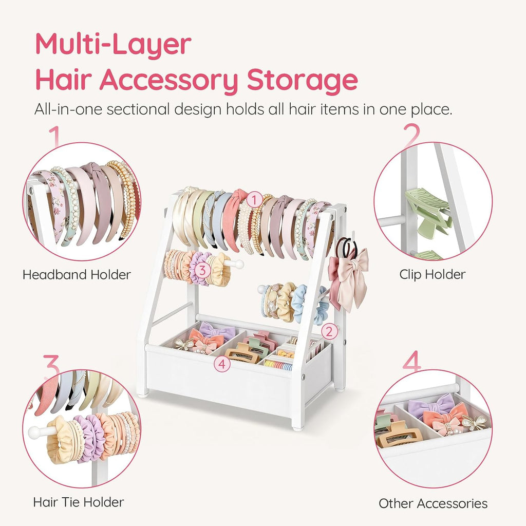 Headband Holder Stand for Girls Women, Hair Accessories Organizer | Metal Frame Headband Storage Organizer with