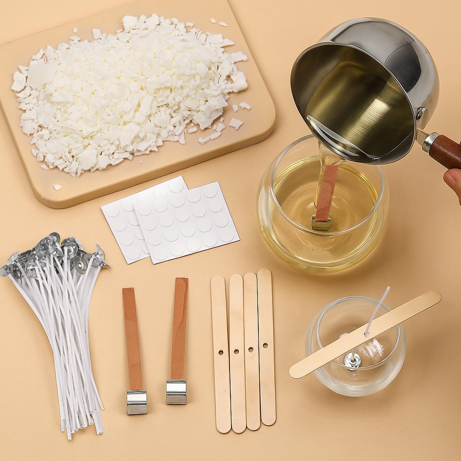 Candle Making Kit for Beginners, Soy Wax Candle Making Supplies with Natural Soy Wax, Essential Oils, Color Dye