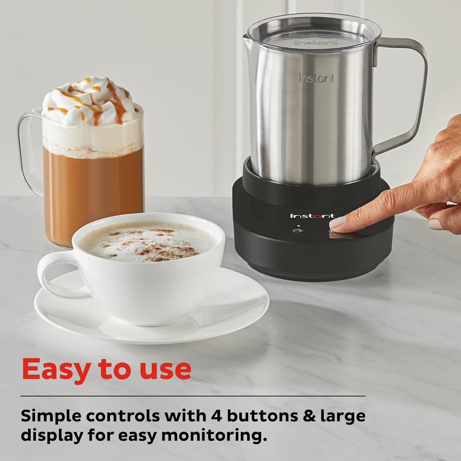 Pot Instant MagicFroth 9-in-1 Electric Milk Steamer and Frother, 17oz Stainless Steel Pitcher, Hot and Cold Foam