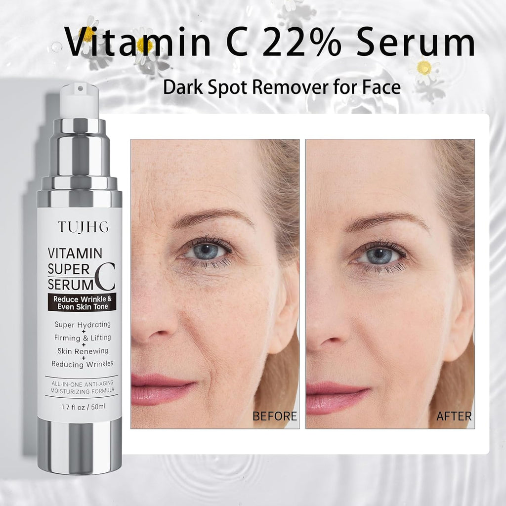 Vitamin C Retinol Serum for Face, Brightening & Anti-Aging with Hyaluronic Acid, Vitamin E, Peptides, Collagen
