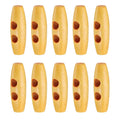 35mm / 1.4" Wooden Toggle Buttons 10pcs 2-Hole, Beige