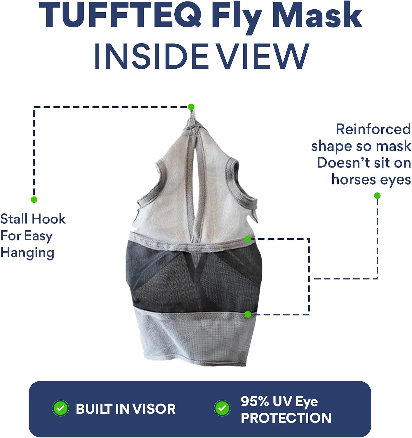 Horse Fly Mask Without Ears, Built-in Visor, Standard Medium/Large